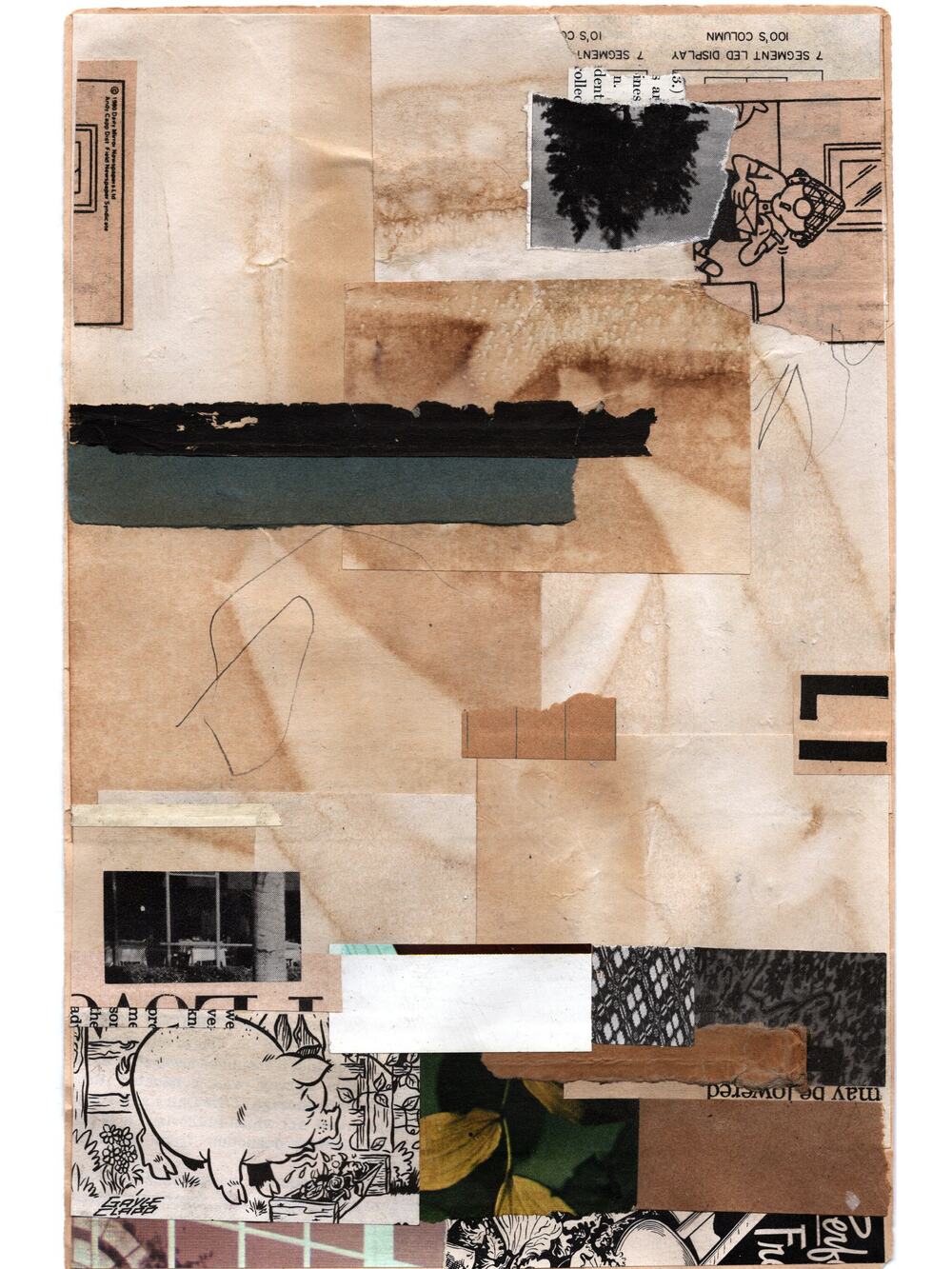 Original Mixed Media Modern Art Collage "Bottine" 6.25x10" Signed